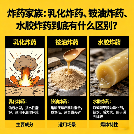 建始炸药家族:乳化炸药、铵油炸药、水胶炸药到底有什么区别?